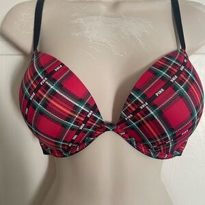 PINK Victoria’s Secret Plaid Super Push Up Bra 34D
